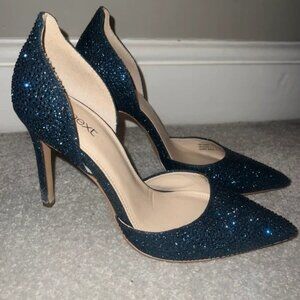 Navy embellished sparkly court shoes